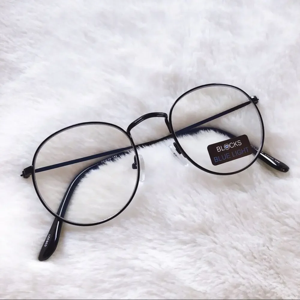 Mai Black Round Computer Blue Light Glasses